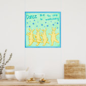 Bunnies Dance, net als niemand die Geel Groen kijk Poster (Keuken)