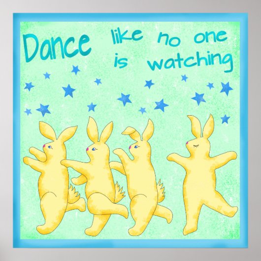 Bunnies Dance, net als niemand die Geel Groen kijk Poster (Voorkant)