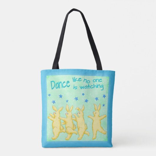 Bunnies Dance, net als niemand die Geel Groen kijk Tote Bag (Achterkant)