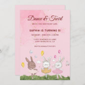 Bunnies Dans en Kronkel Verjaardag Kaart (Voorkant / Achterkant)