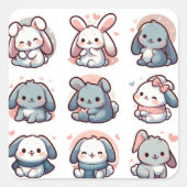 Bunnies deel 1 vierkante sticker (Voorkant)