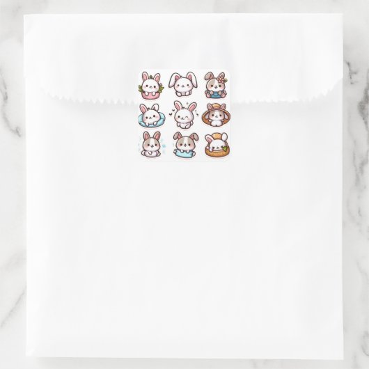 Bunnies deel 2 vierkante sticker (Tas)