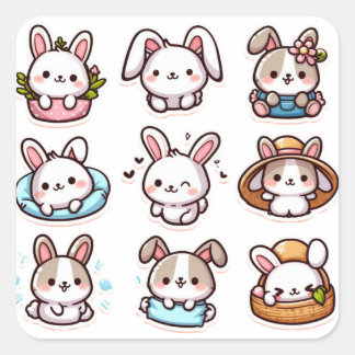 Bunnies deel 2 vierkante sticker