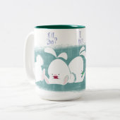 Bunnies die (blauwgroen) Mok sms'en (Voorkant links)