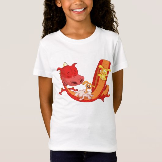 Bunnies die op draak glijden t-shirt (Voorkant)