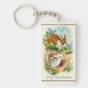  Bunnies die van Pasen houden Sleutelhanger