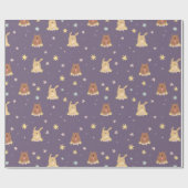 Bunnies en Beren in het nachtluchtruim Cadeaupapier (Vlak)