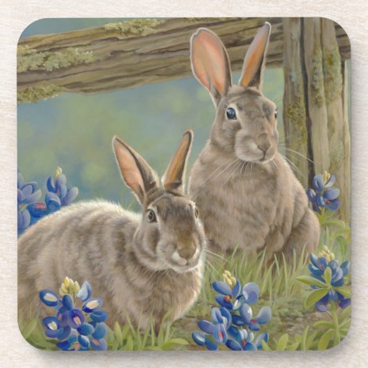 Bunnies en blauwbonnaars bier onderzetter (Voorkant)