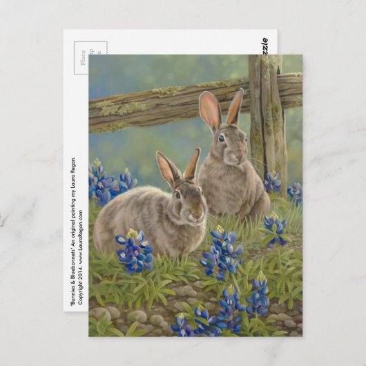 Bunnies en blauwbonnaars briefkaart (Voorkant / Achterkant)