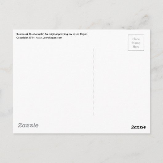 Bunnies en blauwbonnaars briefkaart (Achterkant)