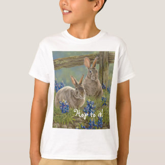 Bunnies en blauwbonnaars t-shirt