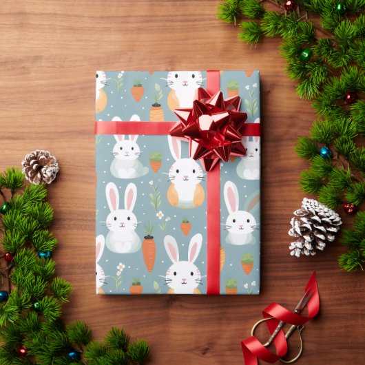 Bunnies en bloemen cadeaupapier (Feestdagen Geschenken)