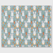 Bunnies en bloemen cadeaupapier (Vlak)