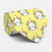 Bunnies en bloemen herhalen patroon stropdas (Opgerold)