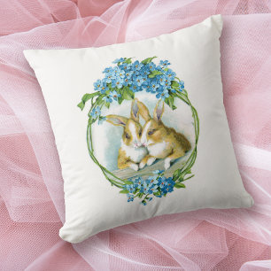 Bunnies en Blue Flowers Pillow Kussen