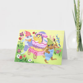 Bunnies en Chick Happy Easter Kaart