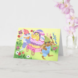 Bunnies en Chick Happy Easter Kaart