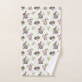 Bunnies en Daisies Patroon op witte handdoek Set (Handdoek)