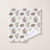 Bunnies en Daisies Patroon op witte handdoek Set (Wasdoekje)