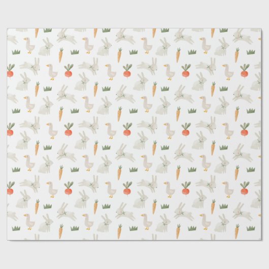 Bunnies en eenden op het Boerderij Pattern Cadeaupapier (Vlak)