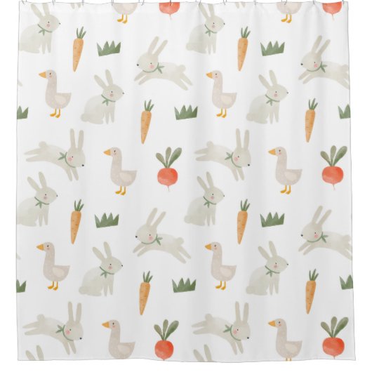 Bunnies en eenden op het Boerderij Pattern Douchegordijn (Voorkant)
