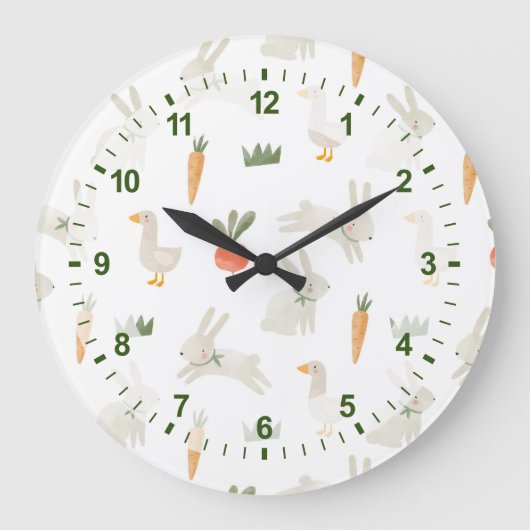 Bunnies en eenden op het Boerderij Pattern Grote Klok (Voorkant)
