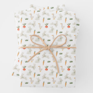 Bunnies en eenden op het Boerderij Pattern Inpakpapier Vel