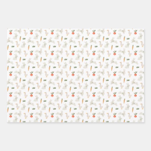Bunnies en eenden op het Boerderij Pattern Inpakpapier Vel (Voorkant)