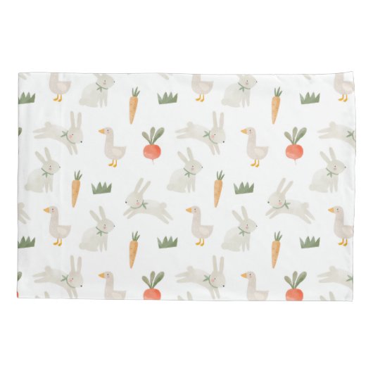 Bunnies en eenden op het Boerderij Pattern Kussensloop (Achterkant)