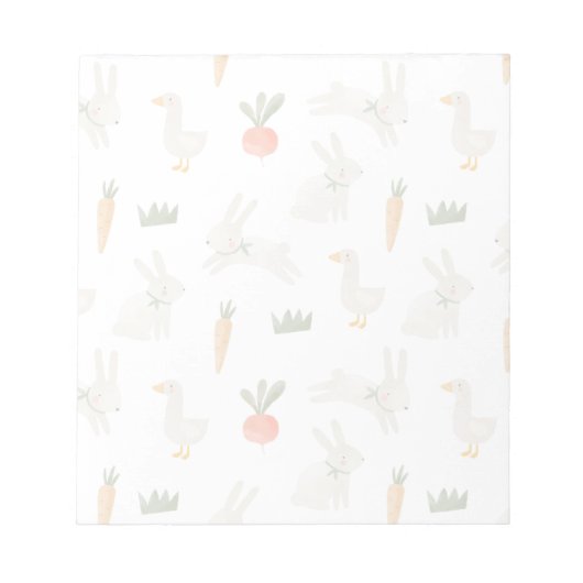 Bunnies en eenden op het Boerderij Pattern Notitieblok (Voorkant)