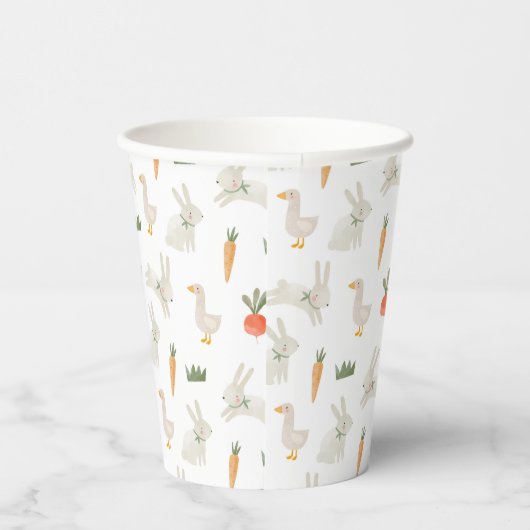 Bunnies en eenden op het Boerderij Pattern Papieren Bekers (Rechts)