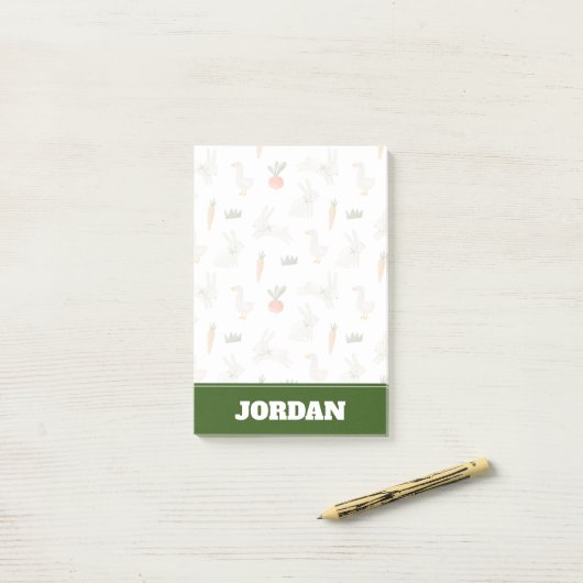 Bunnies en eenden op het Boerderij Pattern Post-it® Notes (Op bureau)