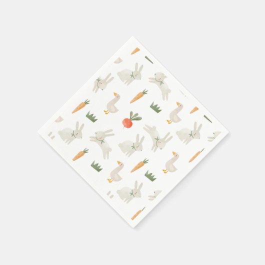 Bunnies en eenden op het Boerderij Pattern Servet (Hoek)