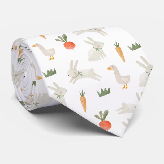 Bunnies en eenden op het Boerderij Pattern Stropdas (Opgerold)