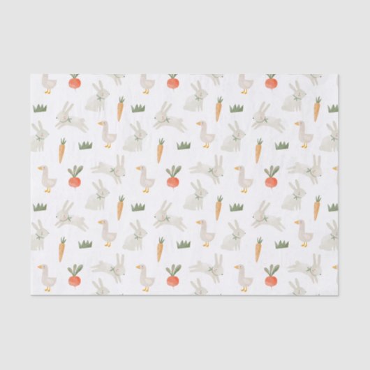 Bunnies en eenden op het Boerderij Pattern Tissuepapier (Voorkant)