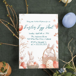 Bunnies en eieren in mand paaseieren jacht kaart