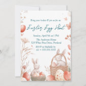 Bunnies en eieren in mand paaseieren jacht kaart (Voorkant)