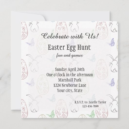 Bunnies en eieren kaart (Achterkant)