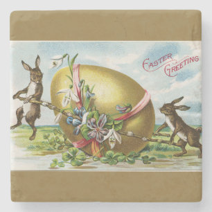  Bunnies en gouden paaseieren Stenen Onderzetter