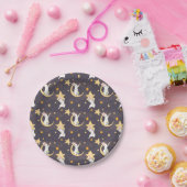 Bunnies en goudsterren op grijs papieren bordje (Feest)