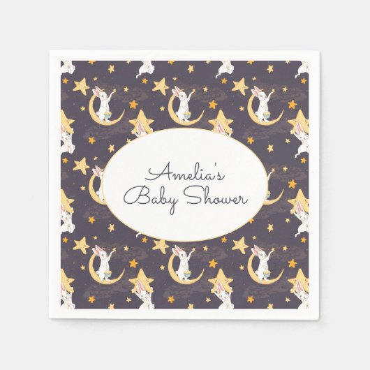 Bunnies en goudsterren op grijs servet (Voorkant)