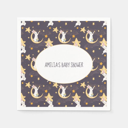 Bunnies en goudsterren op grijs servet (Voorkant)