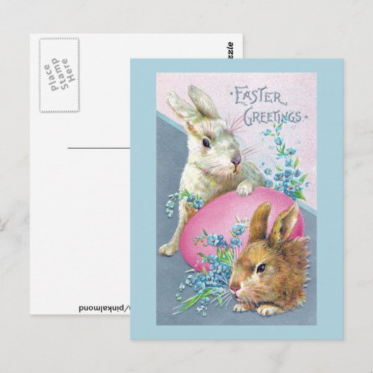 Bunnies en reuzenroze eieren Briefkaart (Voorkant / Achterkant)