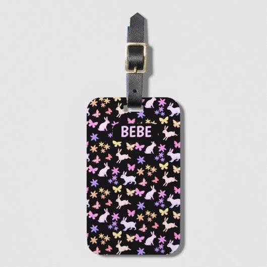 Bunnies en vlinders bagagelabel (Voorkant (verticaal))