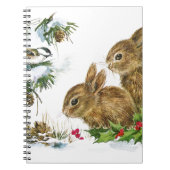 Bunnies en vogel genieten van sneeuw notitieboek (Voorkant)