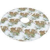 Bunnies en vogel in sneeuwkerstboomrokken kerstboom rok (Gekanteld)