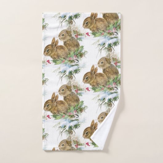 Bunnies en vogel in Sneeuwkersthanddoekset Bad Handdoek (Handdoek)