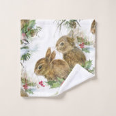 Bunnies en vogel in Sneeuwkersthanddoekset Bad Handdoek (Wasdoekje)