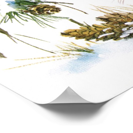 Bunnies en vogels genieten van een sneeuwkerstdeco poster (Hoek)