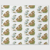 Bunnies en vogels genieten van winterkerst cadeaupapier (Vlak)